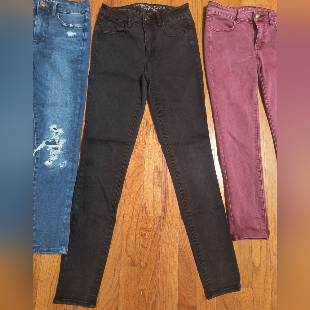 3 Pairs Of American Eagle Skinny/Cropped Skinny Jeans, Women's Size 2 Regular - Picture 7 of 16